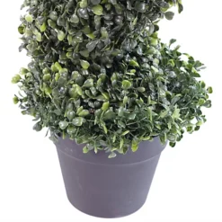 Leaf 120cm (4ft) Tall Artificial Boxwood Tower Tree Topiary Spiral Metal Top -Leaf Shop 120cm 4ft tall artificial boxwood tower tree topiary spiral metal top5060532971648 03c MP
