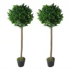 120cm Leaf Design UK Pair Of Artificial Bay Topiary Ball Trees -Leaf Shop 120cm leaf design uk pair of artificial bay topiary ball trees5060532977459 01c MP