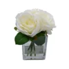 19cm White Roses Artificial Plant In Clear Square Glass Vase -Leaf Shop 19cm white roses artificial plant in clear square glass vase5010795682690 01c bq