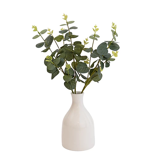 25cm Eucalyptus Stems Artificial Plant In Natural Ceramic Bottle Vase 3 25cm Eucalyptus Stems Artificial Plant In Natural Ceramic Bottle Vase