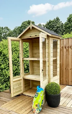3 X 2 Pressure Treated Wooden T&G Wooden Apex Mini Greenhouse (3' X 2' / 3ft X 2ft)