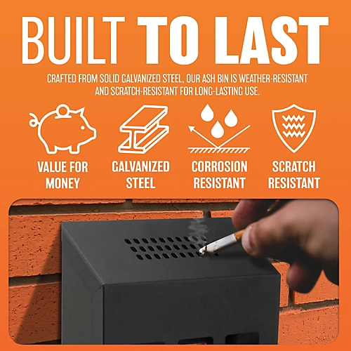 32cm Wall Mounted Ashtray Outdoor Pub Club Ash Tray Cigarette Smoking Metal Lockable New 6 32cm Wall Mounted Ashtray Outdoor Pub Club Ash Tray Cigarette Smoking Metal Lockable New - Image 4