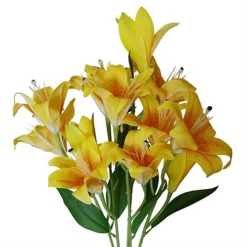 Leaf 60cm Artificial Lily Stem Yellow -Leaf Shop 60cm artificial lily stem yellow5060950401475 02c MP