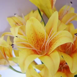 Leaf 60cm Artificial Lily Stem Yellow -Leaf Shop 60cm artificial lily stem yellow5060950401475 04c MP