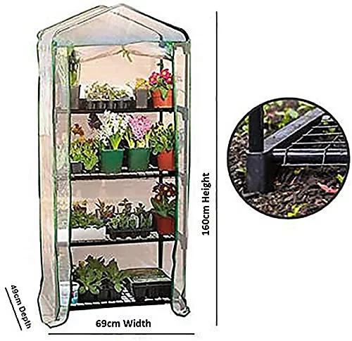 Abaseen 4 Tier Mini Greenhouse With Frame And Cover, Greenhouses For The Garden Outdoor, Patio And Backyard 160x69x49cm (HxWxD) 4 Abaseen 4 Tier Mini Greenhouse With Frame And Cover, Greenhouses For The Garden Outdoor, Patio And Backyard 160x69x49cm (HxWxD) - Image 2