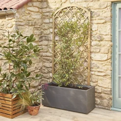 Arched Pine Trellis Panel (W)90cm X (H)180cm -Leaf Shop arched pine trellis panel w 90cm x h 180cm3663602430346 03bq