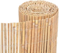 Bamboo Slat Fence Garden Screening - Panel For Outdoor Wind & Sun Protection - Natural Wood - H 1.8m X W 4m