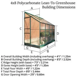 BillyOh Polycarbonate Lean-To Greenhouse - 4x8 Green -Leaf Shop billyoh polycarbonate lean to greenhouse 4x8 green5055715933520 06c MP