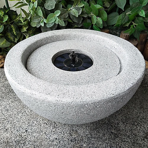 Bowl Stone Solar Water Feature - Light Grey 5 Bowl Stone Solar Water Feature - Light Grey - Image 3