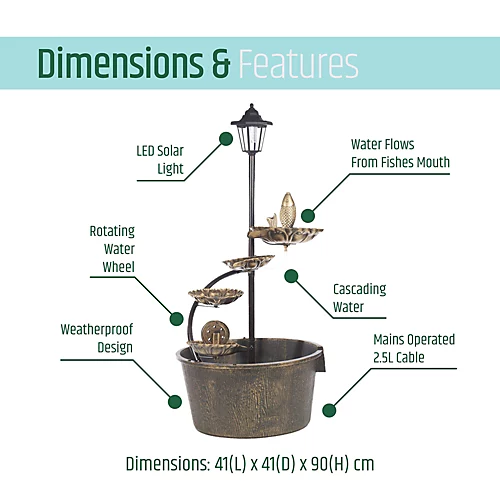 Cascading Water Feature With Lotus Leaves & Barrel 4 Cascading Water Feature With Lotus Leaves & Barrel - Image 2