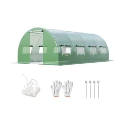 Costway 3MX6M Outdoor Greenhouse Walk-in W/ 10 Roll-up Windows