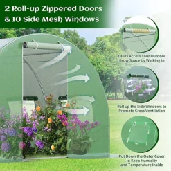 Costway 3MX6M Outdoor Greenhouse Walk-in W/ 10 Roll-up Windows -Leaf Shop costway 3mx6m outdoor greenhouse walk in w 10 roll up windows6085650664950 03c MP