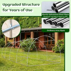 Costway 3MX6M Outdoor Greenhouse Walk-in W/ 10 Roll-up Windows -Leaf Shop costway 3mx6m outdoor greenhouse walk in w 10 roll up windows6085650664950 04c MP