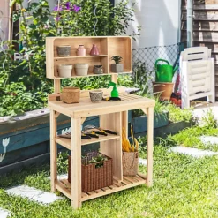 Costway Garden Potting Table Outdoor Potting Bench Wooden Workstation 9 Costway Garden Potting Table Outdoor Potting Bench Wooden Workstation -Leaf Shop costway garden potting table outdoor potting bench wooden workstation6085649033576 04c MP