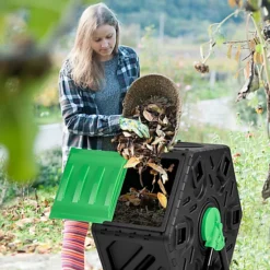 Costway Single Chamber Compost Tumbler 65 L Compact Tumbling Composter W/ Sliding Door -Leaf Shop costway single chamber compost tumbler 65 l compact tumbling composter w sliding door6085649251444 03c MP