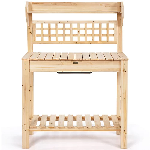 Costway Wooden Garden Potting Table Backyard Patio Balcony Workbench 3 Costway Wooden Garden Potting Table Backyard Patio Balcony Workbench