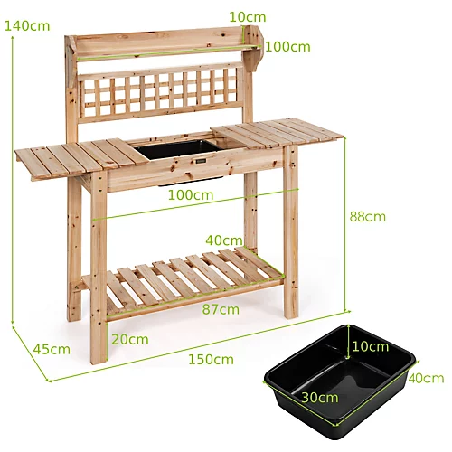 Costway Wooden Garden Potting Table Backyard Patio Balcony Workbench 5 Costway Wooden Garden Potting Table Backyard Patio Balcony Workbench - Image 3