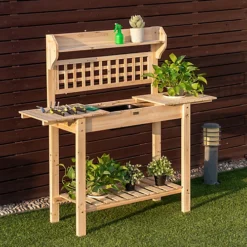 Costway Wooden Garden Potting Table Backyard Patio Balcony Workbench 9 Costway Wooden Garden Potting Table Backyard Patio Balcony Workbench -Leaf Shop costway wooden garden potting table backyard patio balcony workbench6085649670900 04c MP