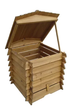 Easigear 328L Wooden Compost Bin In BeeHive Style -Leaf Shop easigear 328l wooden compost bin in beehive style5060164213376 04c MP