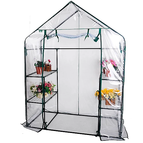 Easigear Walk In 4 Shelf Greenhouse/ Grow House W/ PVC Cover For Garden 4 Easigear Walk In 4 Shelf Greenhouse/ Grow House W/ PVC Cover For Garden - Image 2