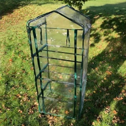 Four Tier Mini Greenhouse With Clear View Cover -Leaf Shop four tier mini greenhouse with clear view cover5055031301768 02c MP