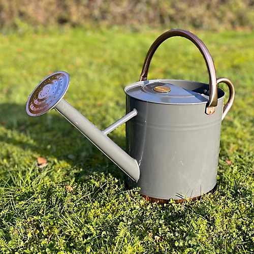 French Grey & Copper Metal Watering Can With Rose (9 Litre) 4 French Grey & Copper Metal Watering Can With Rose (9 Litre) - Image 2