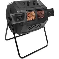Garden Composter, Dual Chamber Tumbling 160L Composters Rotating Tumbling Large Compost Bins Outdoor