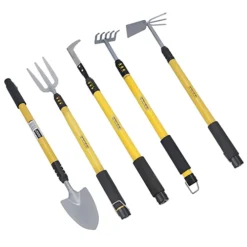Garden Fork, Weeder, Shovel, Hoe And Rake With Telescopic Handles 25in To 37in