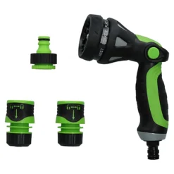 Garden Hose Tap Connector Accessory Fittings Water And 8 Function Sprayer 4pc