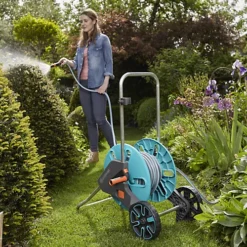 Gardena Aquaroll Freestanding Manual Hose Reel Set (L)20m -Leaf Shop gardena aquaroll freestanding manual hose reel set l 20m4078500032872 02i bq