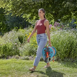 Gardena Freestanding Or Wall-mounted Manual Hose Reel Set (L)25m -Leaf Shop gardena freestanding or wall mounted manual hose reel set l 25m4066407001589 02i bq