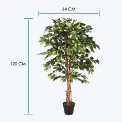Homescapes Green Ficus Tree Artificial Plant With Twisted Real Wood Stem, 4 Ft -Leaf Shop homescapes green ficus tree artificial plant with twisted real wood stem 4 ft5055967421493 04c MP