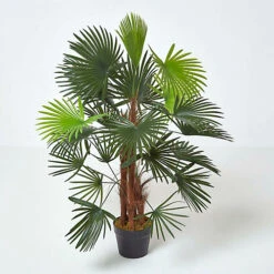Homescapes Green 'Lady Palm' Tree Artificial Rhapis Plant With Pot, 90 Cm