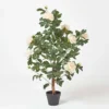 Homescapes Peach Artificial Peony Tree In Black Pot, 100 Cm Tall