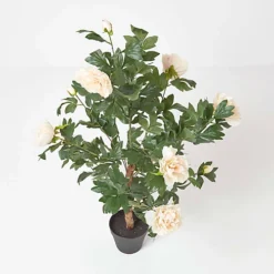 Homescapes Peach Artificial Peony Tree In Black Pot, 100 Cm Tall -Leaf Shop homescapes peach artificial peony tree in black pot 100 cm tall5056280708162 03c MP