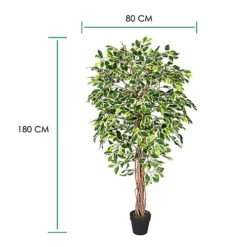 Homescapes Variegated Green Ficus Tree Artificial Plant With Twisted Trunk, 6 Ft -Leaf Shop homescapes variegated green ficus tree artificial plant with twisted trunk 6 ft5055967421424 04c MP