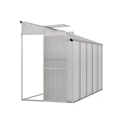 Livingandhome 10 X 4 Ft Lean To Polycarbonate Greenhouse With Sliding Door And Window -Leaf Shop livingandhome 10 x 4 ft lean to polycarbonate greenhouse with sliding door and window0735940255424 03c MP