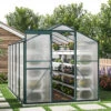 Livingandhome 10 X 6 Ft Polycarbonate Greenhouse Aluminium Frame Garden Green House,Green -Leaf Shop livingandhome 10 x 6 ft polycarbonate greenhouse aluminium frame garden green house green0735940226189 01c MP