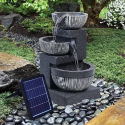 Livingandhome 3 Tier Bowls Outdoor Solar Powered Water Fountain Rockery Decoration -Leaf Shop livingandhome 3 tier bowls outdoor solar powered water fountain rockery decoration0735940273497 03c MP