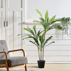 Livingandhome 3 Trunk Artificial Asplenium Nidus Tree House Plant Indoor Plant In Black Pot 105 Cm -Leaf Shop livingandhome 3 trunk artificial asplenium nidus tree house plant indoor plant in black pot 105 cm0735940251402 03c MP