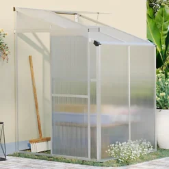 Livingandhome 4 X 4 Ft Lean To Polycarbonate Greenhouse With Window Opening