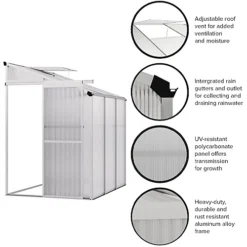 Livingandhome 6 X 4 Ft Lean To Polycarbonate Greenhouse With Window Opening -Leaf Shop livingandhome 6 x 4 ft lean to polycarbonate greenhouse with window opening0735940255462 03c MP
