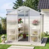 Livingandhome 6 X 6 Ft Polycarbonate Greenhouse Aluminium Frame Garden Green House With Base Foundation,Silver -Leaf Shop livingandhome 6 x 6 ft polycarbonate greenhouse aluminium frame garden green house with base foundation silver0735940226110 01c MP