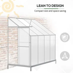 Livingandhome 8 X 4 Ft Lean To Polycarbonate Greenhouse With Window Opening And Base 9 Livingandhome 8 X 4 Ft Lean To Polycarbonate Greenhouse With Window Opening And Base -Leaf Shop livingandhome 8 x 4 ft lean to polycarbonate greenhouse with window opening and base0735940255431 04c MP