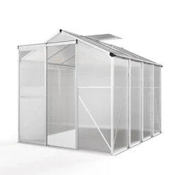 Livingandhome 8 X 6 Ft Polycarbonate Greenhouse Aluminium Frame Garden Green House,Silver