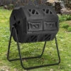 Livingandhome Black 160L Dual Chamber Garden Tumbler Compost Bin Compost Barrel -Leaf Shop livingandhome black 160l dual chamber garden tumbler compost bin compost barrel0670586482011 01c MP