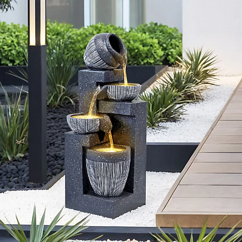 Livingandhome Outdoor LED Water Fountain Rockery Decor With Pump Solar Power 4 Livingandhome Outdoor LED Water Fountain Rockery Decor With Pump Solar Power - Image 2