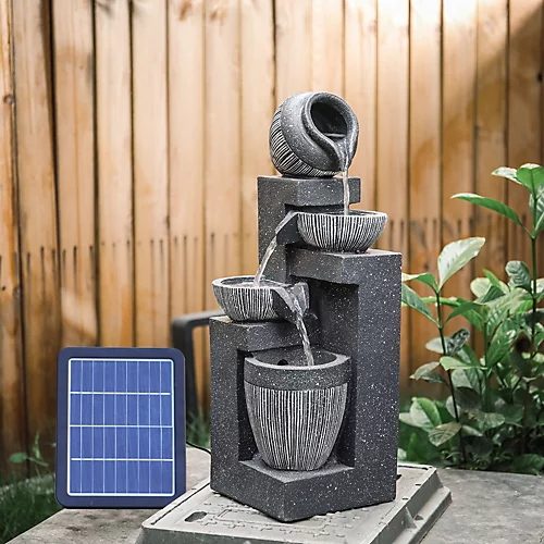 Livingandhome Outdoor LED Water Fountain Rockery Decor With Pump Solar Power 5 Livingandhome Outdoor LED Water Fountain Rockery Decor With Pump Solar Power - Image 3