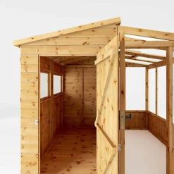 Mercia 8x8 Pent Greenhouse Combi Shed - Assembly Required -Leaf Shop mercia 8x8 pent greenhouse combi shed assembly required5029442075655 03c