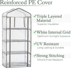 Mini Greenhouse 4 Tier Small Garden Grow House Reinforced PE -Leaf Shop mini greenhouse 4 tier small garden grow house reinforced pe5031470232092 03c MP